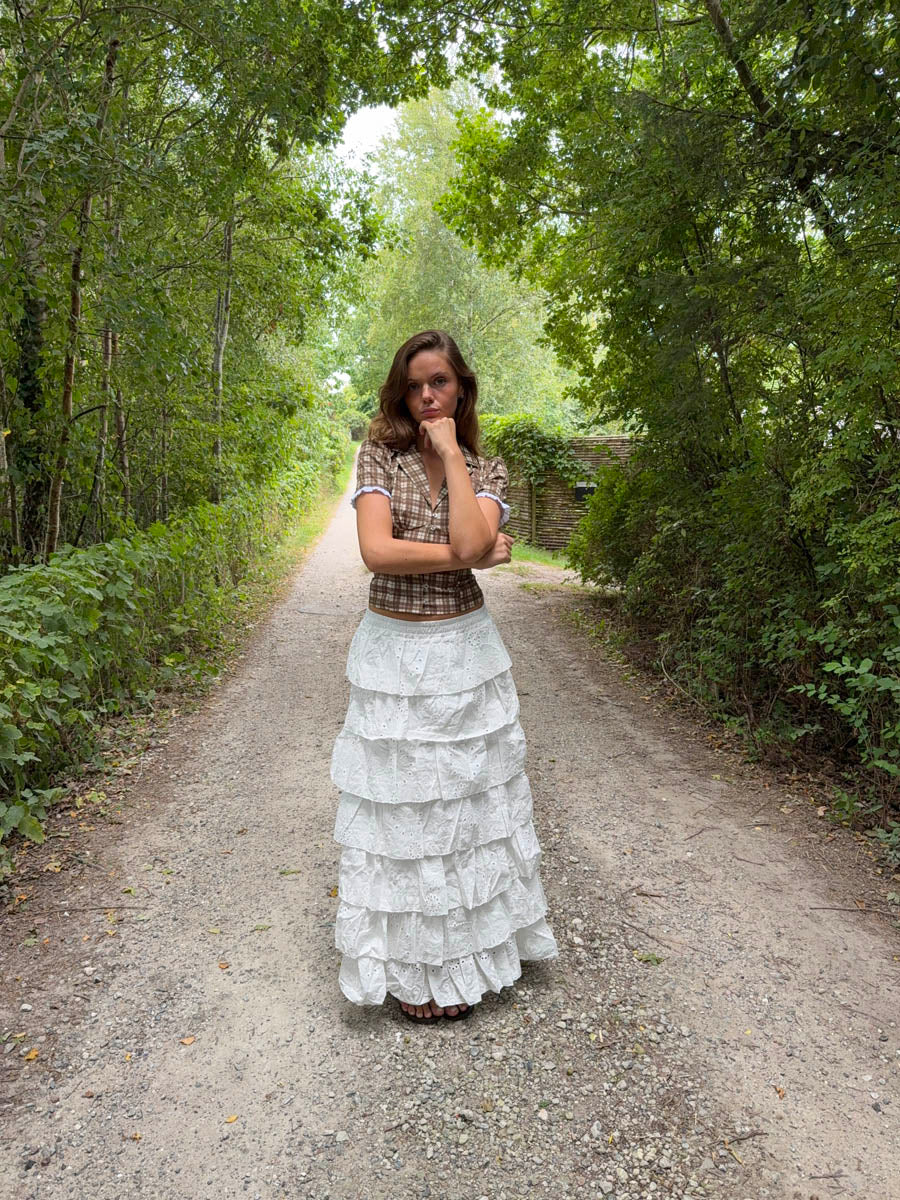 Tunika skirt with ruffles – White