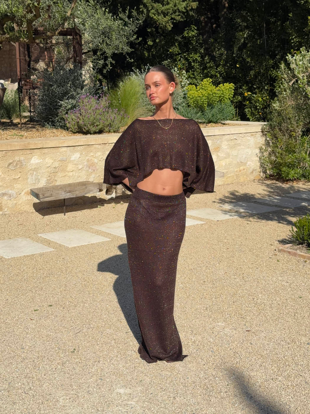 Kissy skirt with glitter - Brown