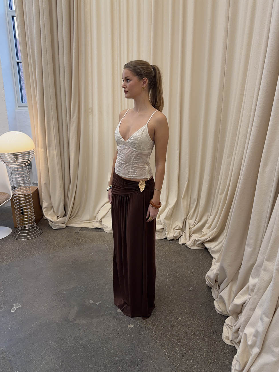 Tionia skirt with gold detail - Brown