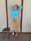 Gulla button-detail skirt – Beige