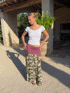 Florina skirt with pattern and pleats – Khaki/White/Purple