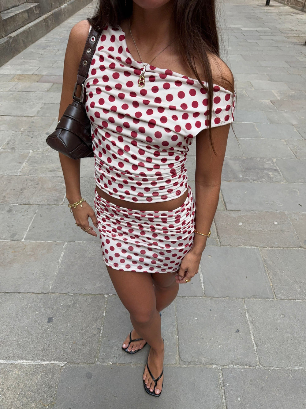 Cataline mini skirt with polka dots – Red/white
