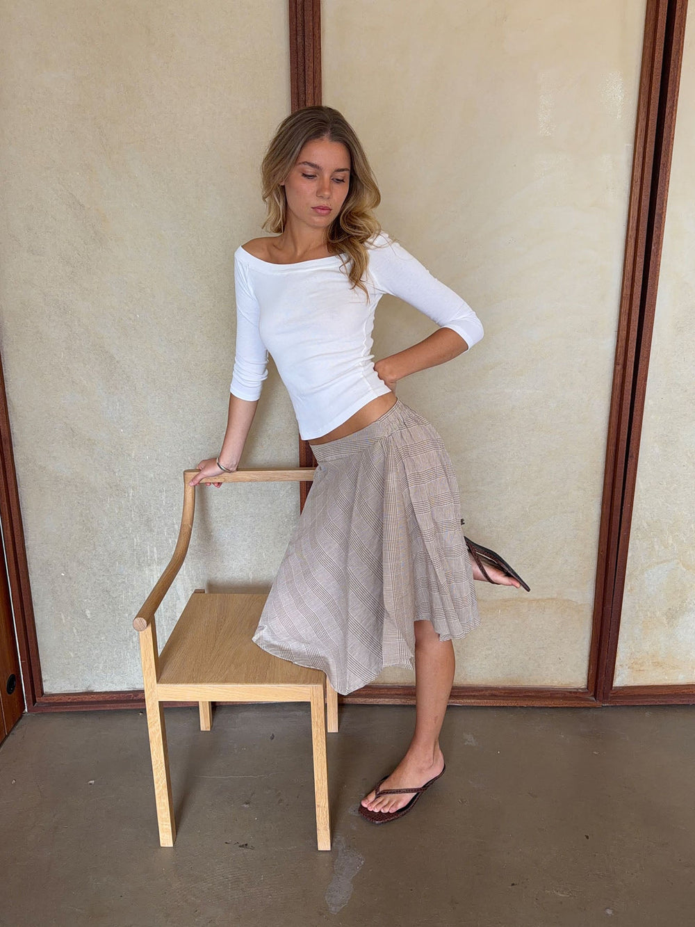 Mandy skirt with checkers - Beige