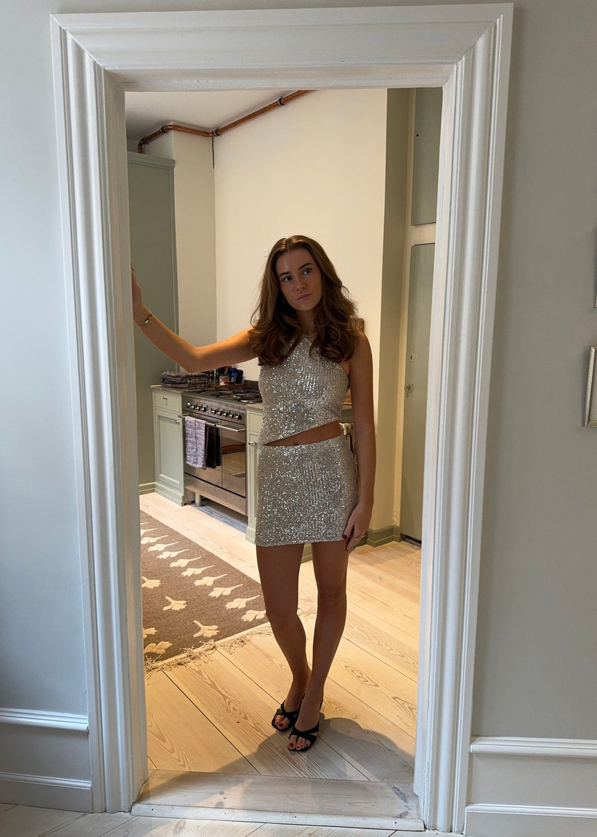 Jolie sequin mini skirt - Beige/Silver