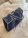 Honey tote with dots – Blue/white