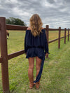 Aveline off shoulder dress - Navy
