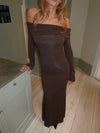 Nitta off shoulder maxi dress - Brown
