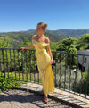 Andie off shoulder satin dress - Yellow