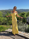 Andie off shoulder satin dress - Yellow