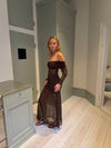 Silje off shoulder dress with lace - Brown