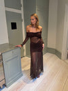 Silje off shoulder dress with lace - Brown