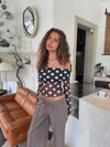 Alba off shoulder top with polka dots – Black/white