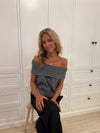 Elinor off shoulder knitted vest - Grey