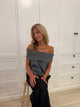 Elinor off shoulder knitted vest - Grey