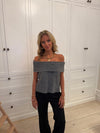 Elinor off shoulder knitted vest - Grey