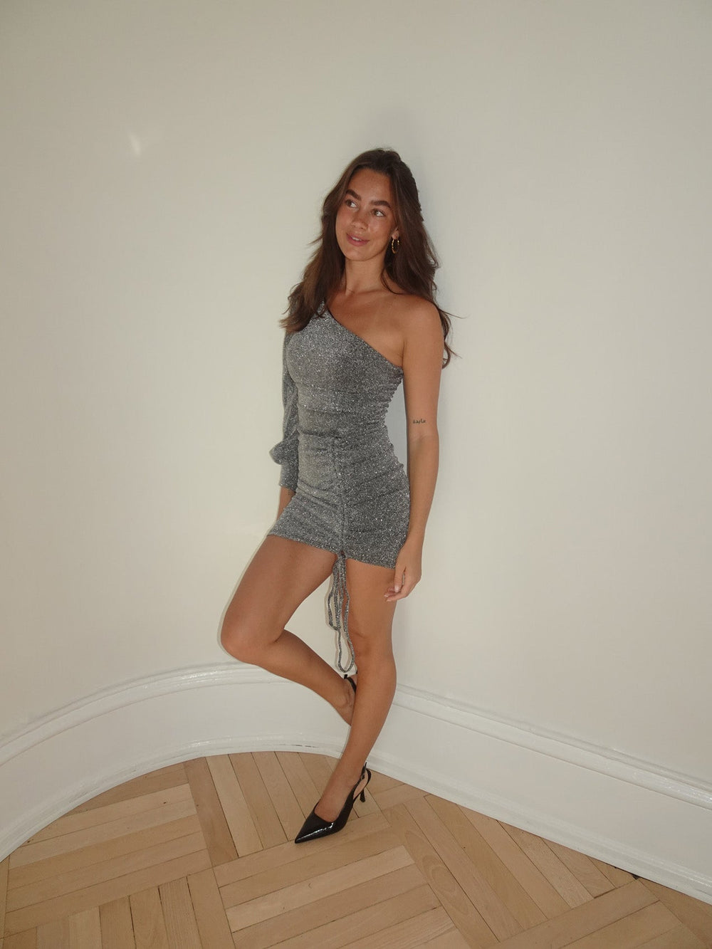 Kalina one-shoulder dress - silver