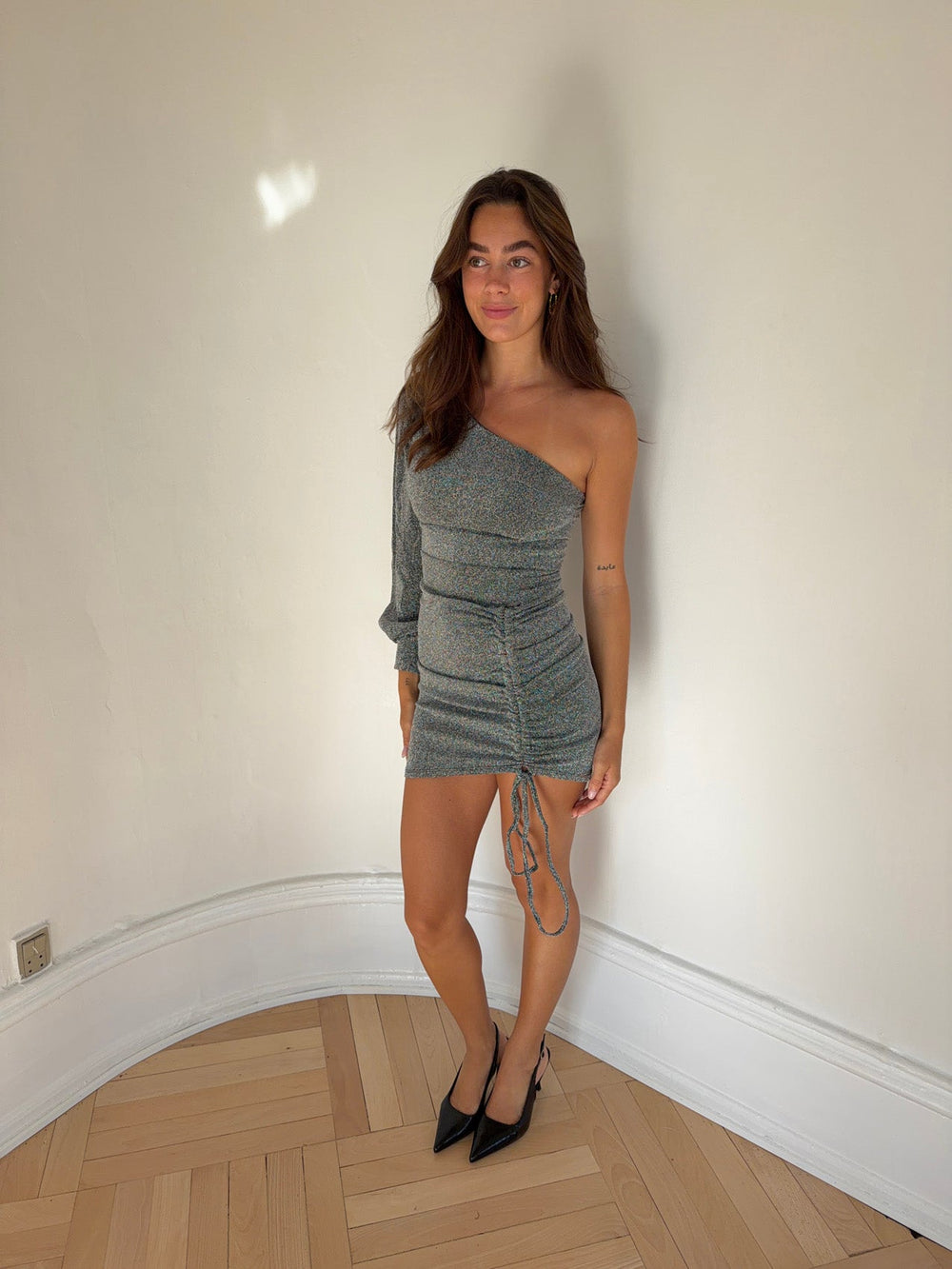 Kalina one-shoulder dress - silver