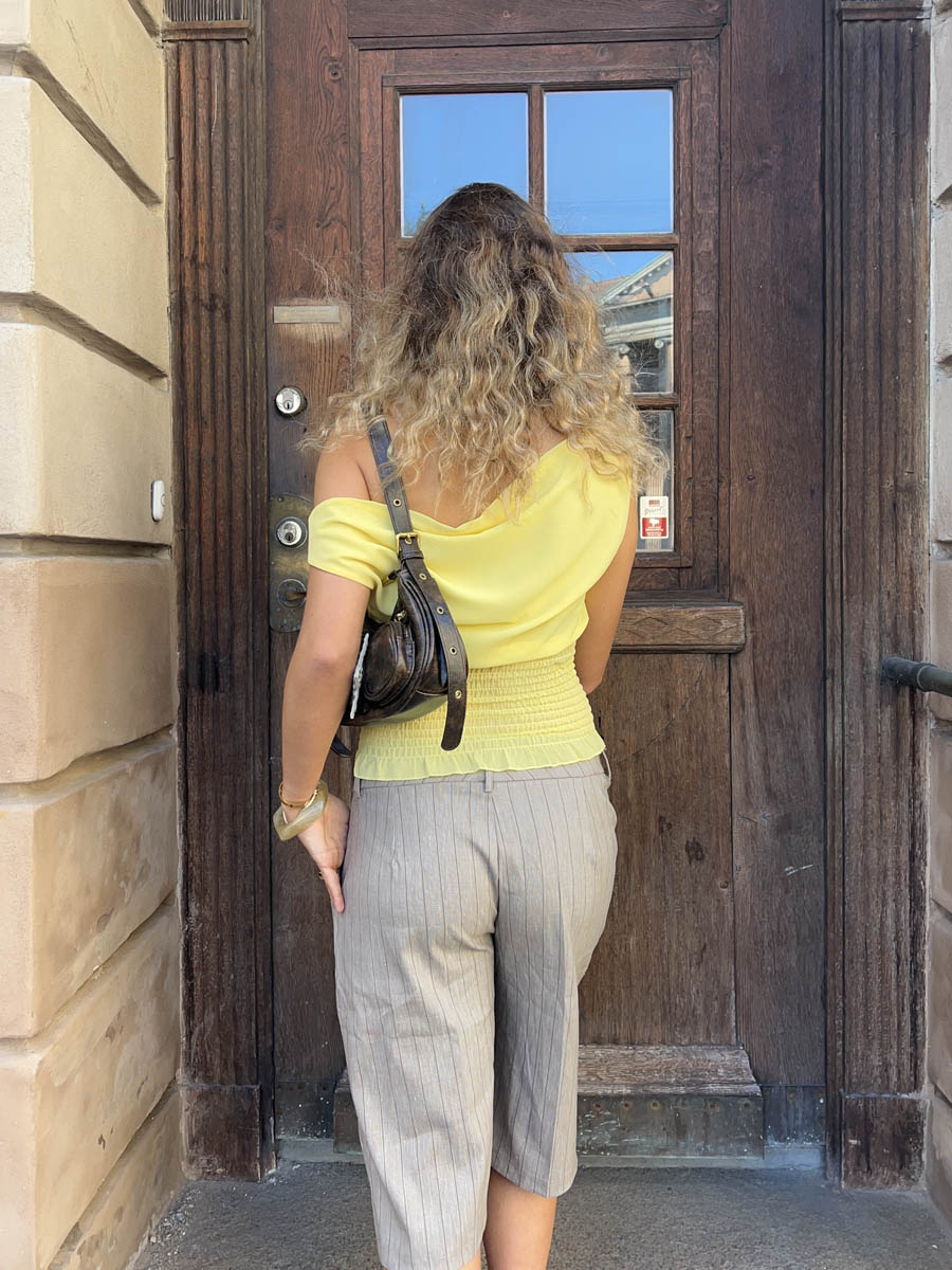 Tanua one shoulder top with smock – Yellow