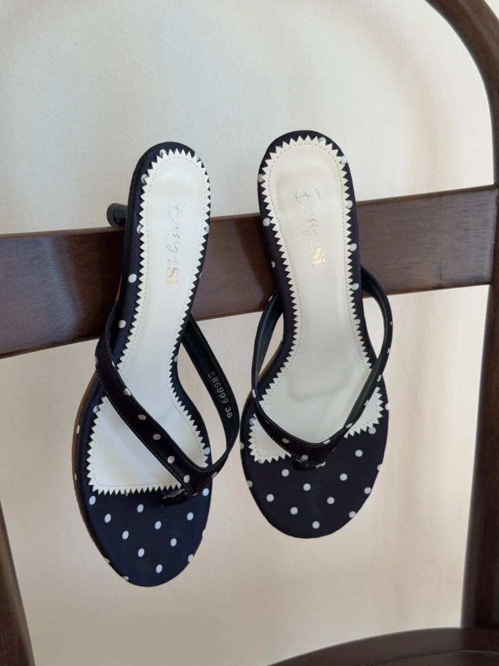 Pepita Heeled Sandal with Polka Dots - Black/White