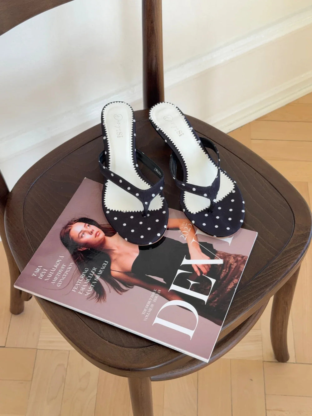 Pepita Heeled Sandal with Polka Dots - Black/White