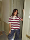 Linna striped polo – Red/beige/white