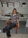 Linna striped polo – Navy/beige/red