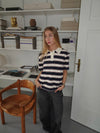 Linna striped polo – Navy/beige/red