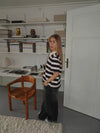 Linna striped polo – Navy/beige/red