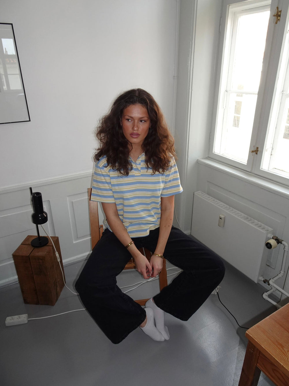 Autine striped polo t-shirt – Yellow/blue