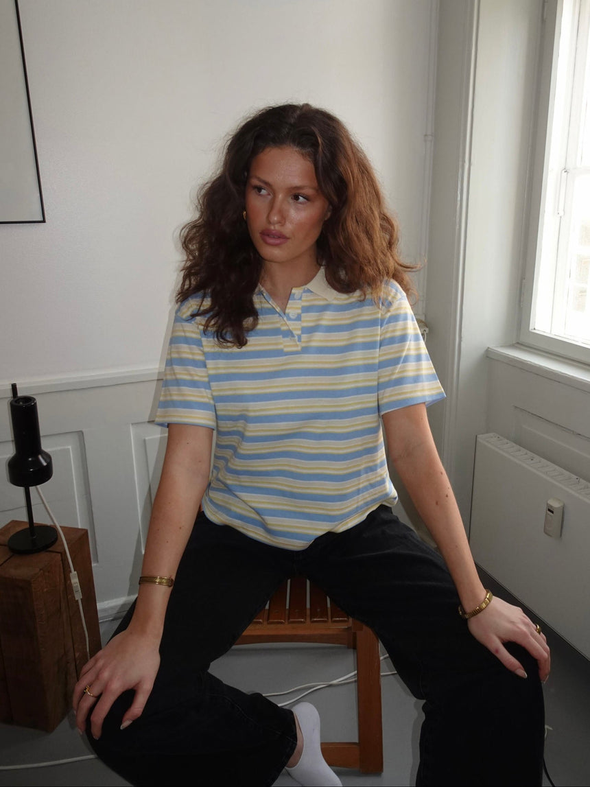 Autine striped polo t-shirt – Yellow/blue