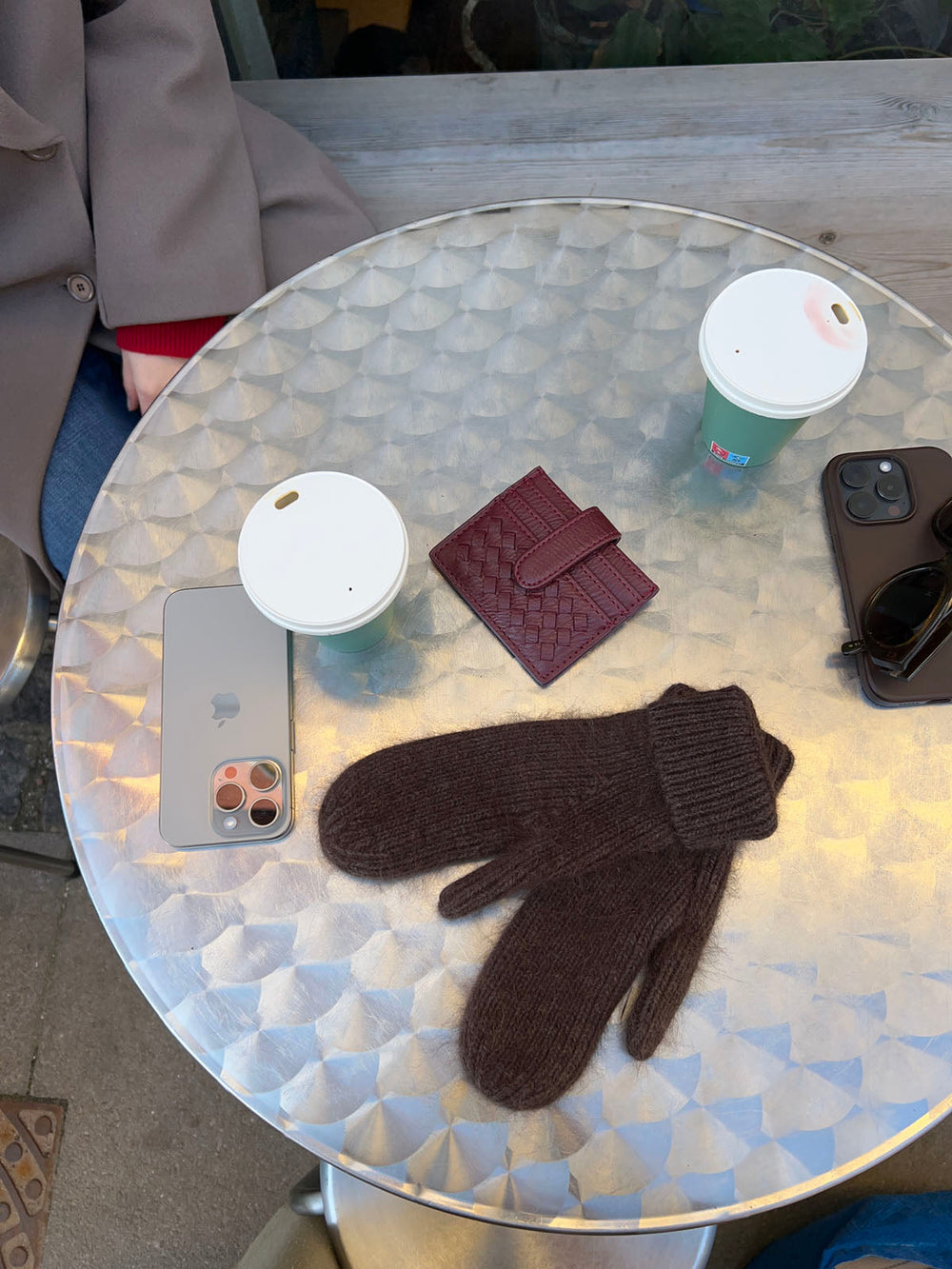 Boston woven card holder - Burgundy