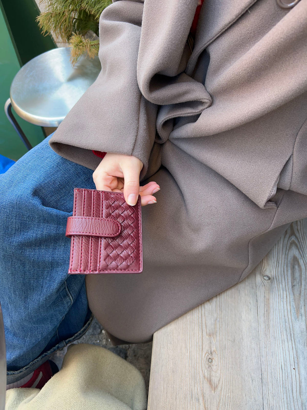 Boston woven card holder - Burgundy