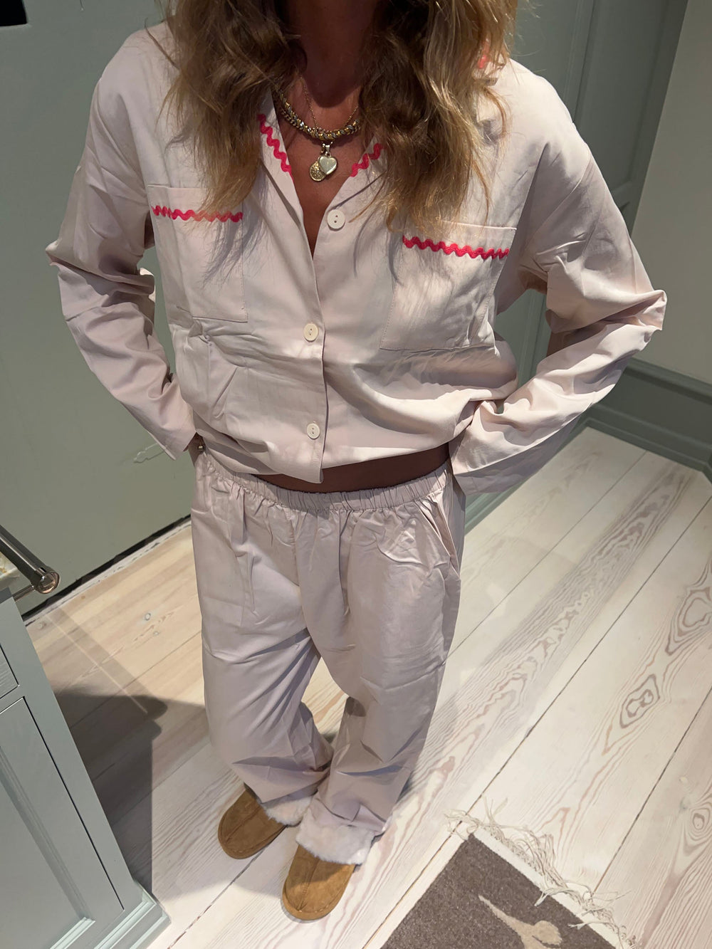 Pinja pyjamas set - Beige/red