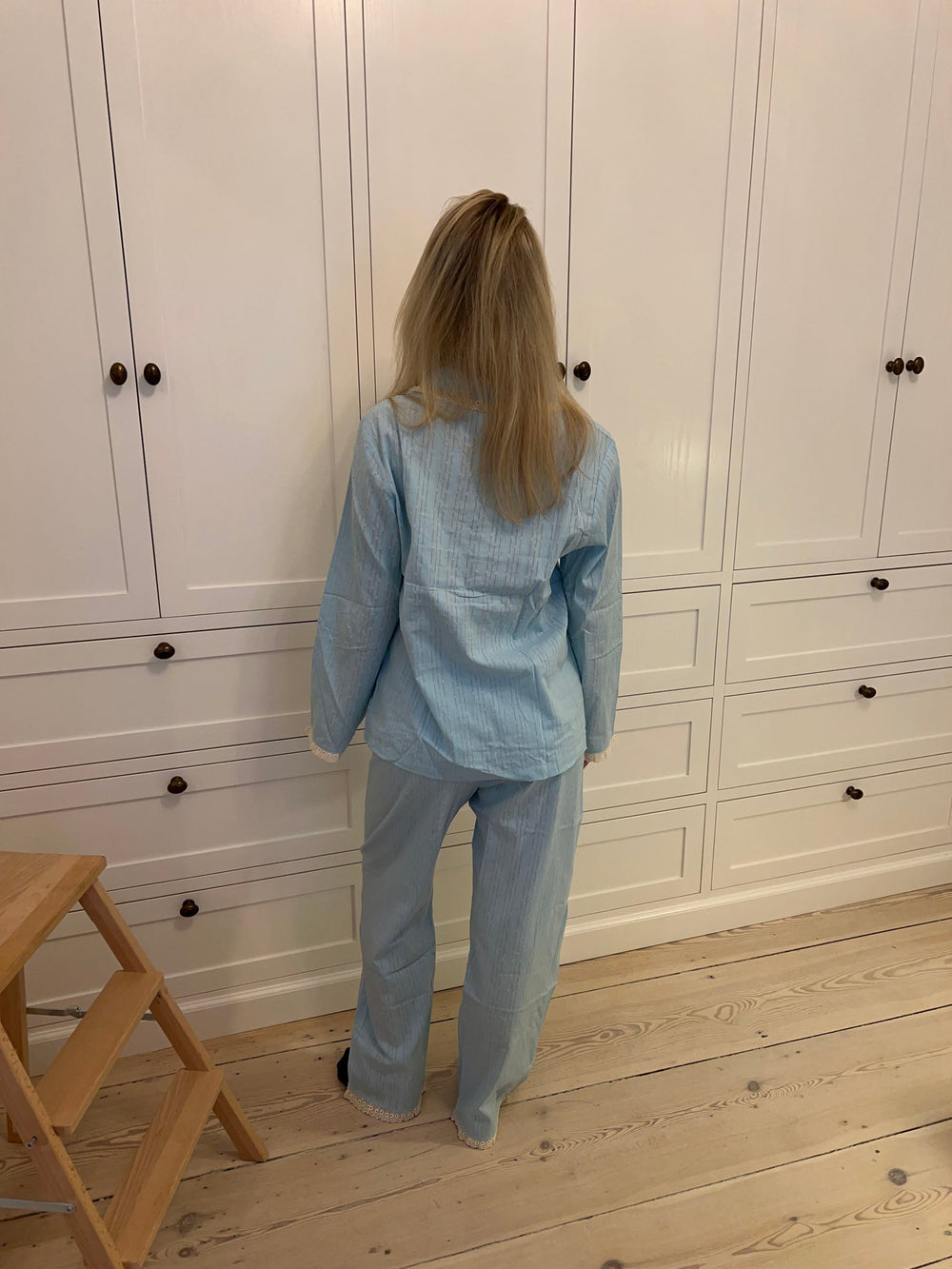 Carol pyjamas set with lace - Light Blue