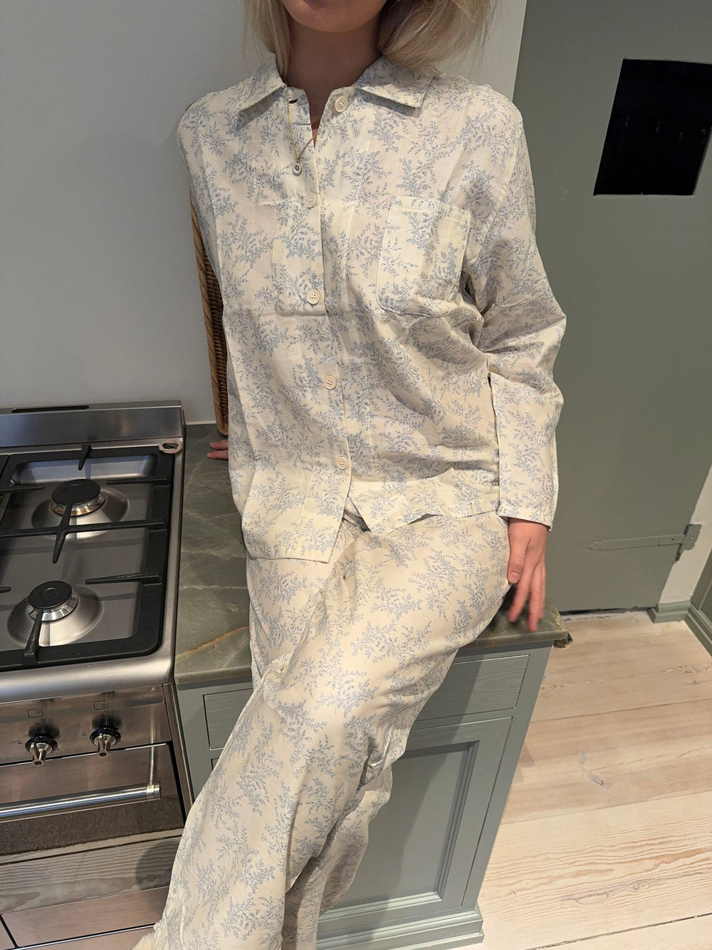 Esme pyjamas set - Off White/Blue