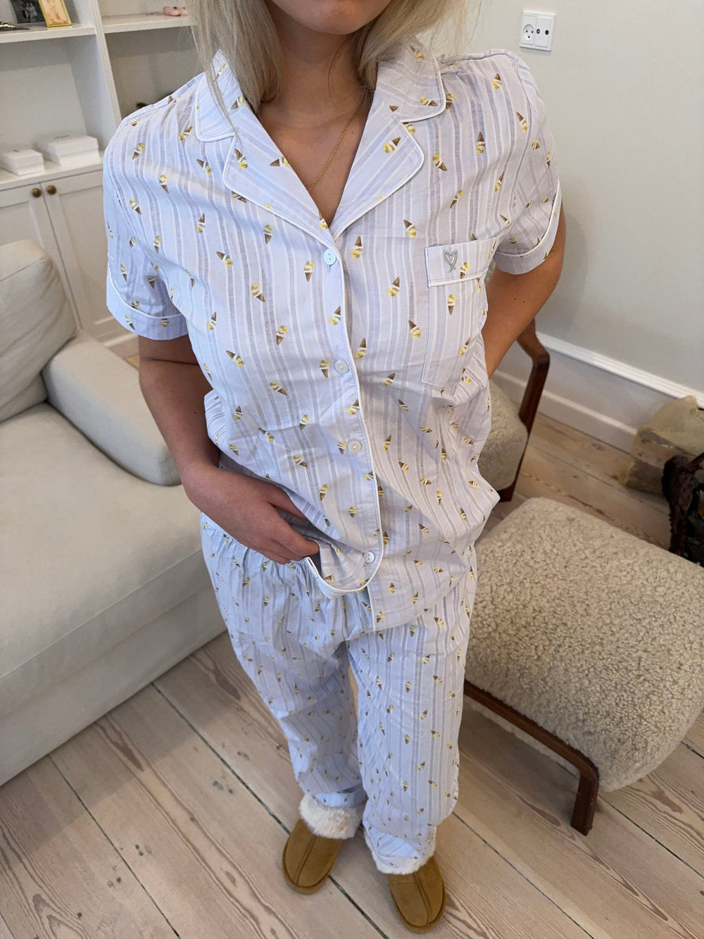 Tinna pyjamas set with ice cream cones - Blue/white