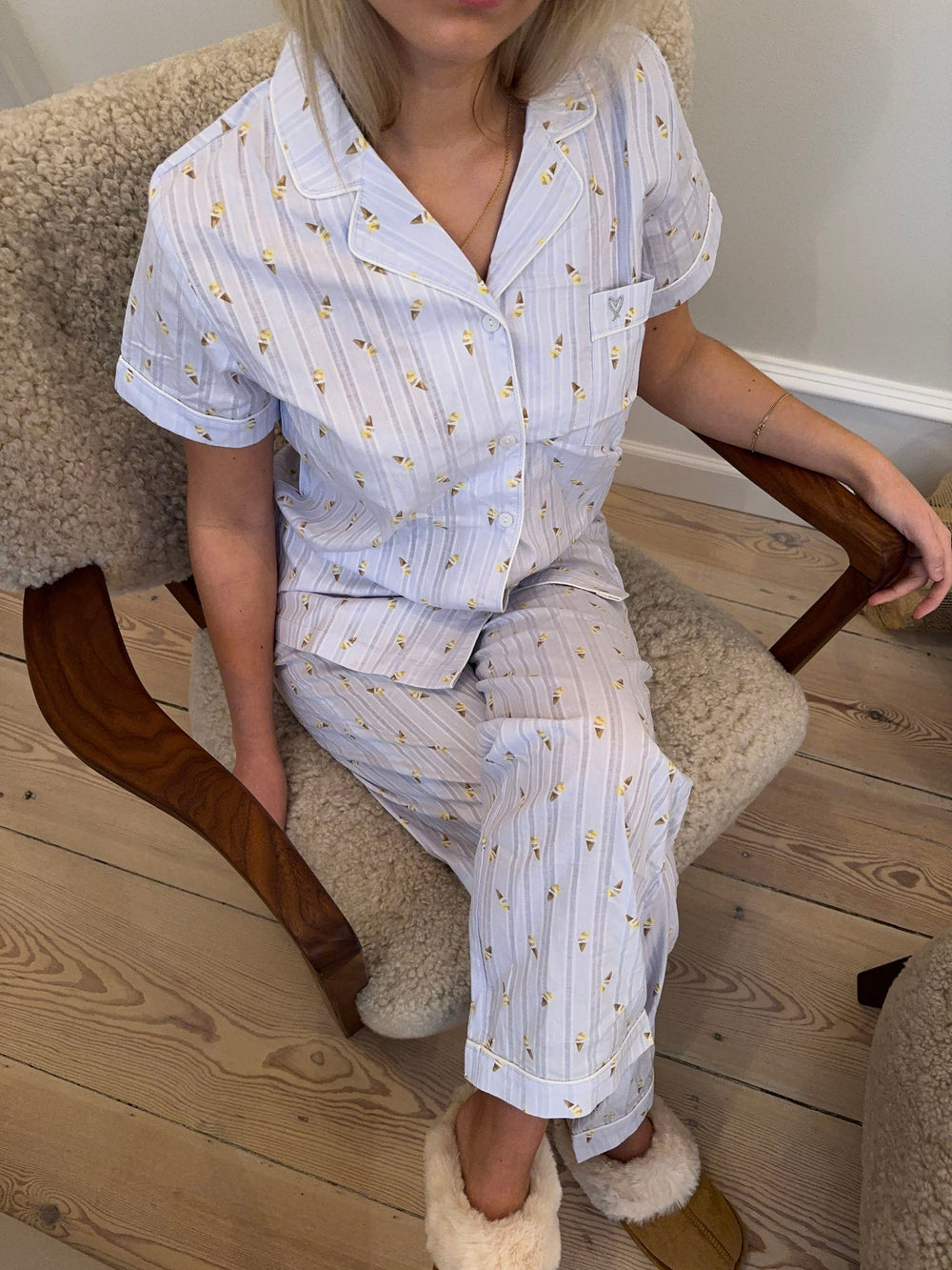 Tinna pyjamas set with ice cream cones - Blue/white