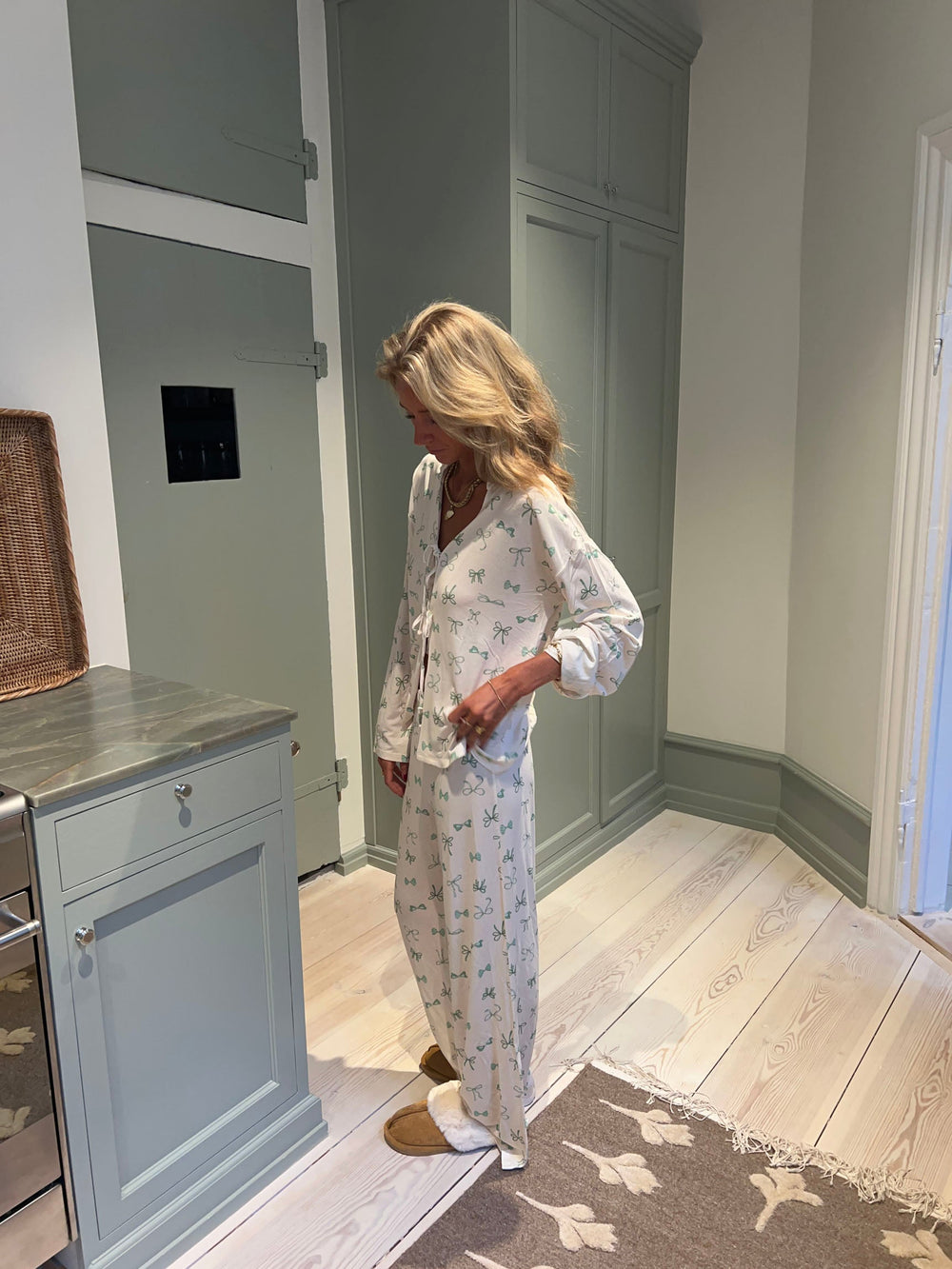 Linnea pyjamas blouse with bows - Off white
