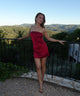 Siena satin bandeau dress – Bordeaux