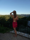Siena satin bandeau dress – Bordeaux
