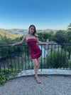 Siena satin bandeau dress – Bordeaux