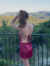 Siena satin bandeau dress – Bordeaux