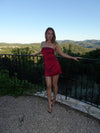 Siena satin bandeau dress – Bordeaux