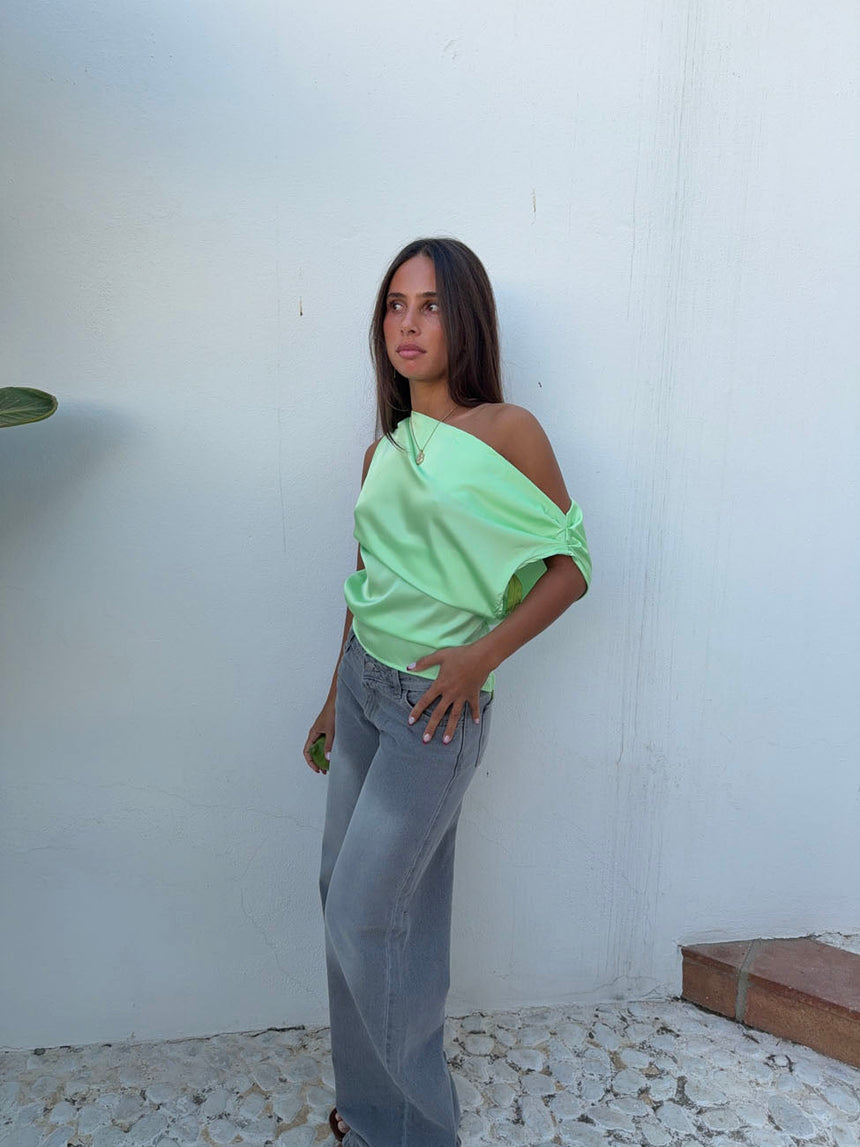 Lavina satin top - Green