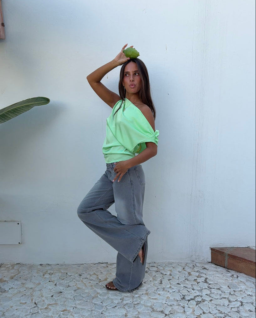 Lavina satin top - Green