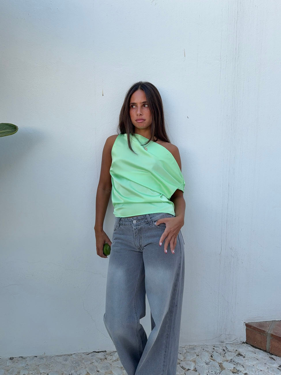 Lavina satin top - Green