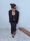 Fima satin skirt with lace - Black