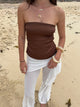 Belle satin top - Brown