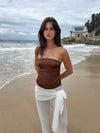 Belle satin top - Brown