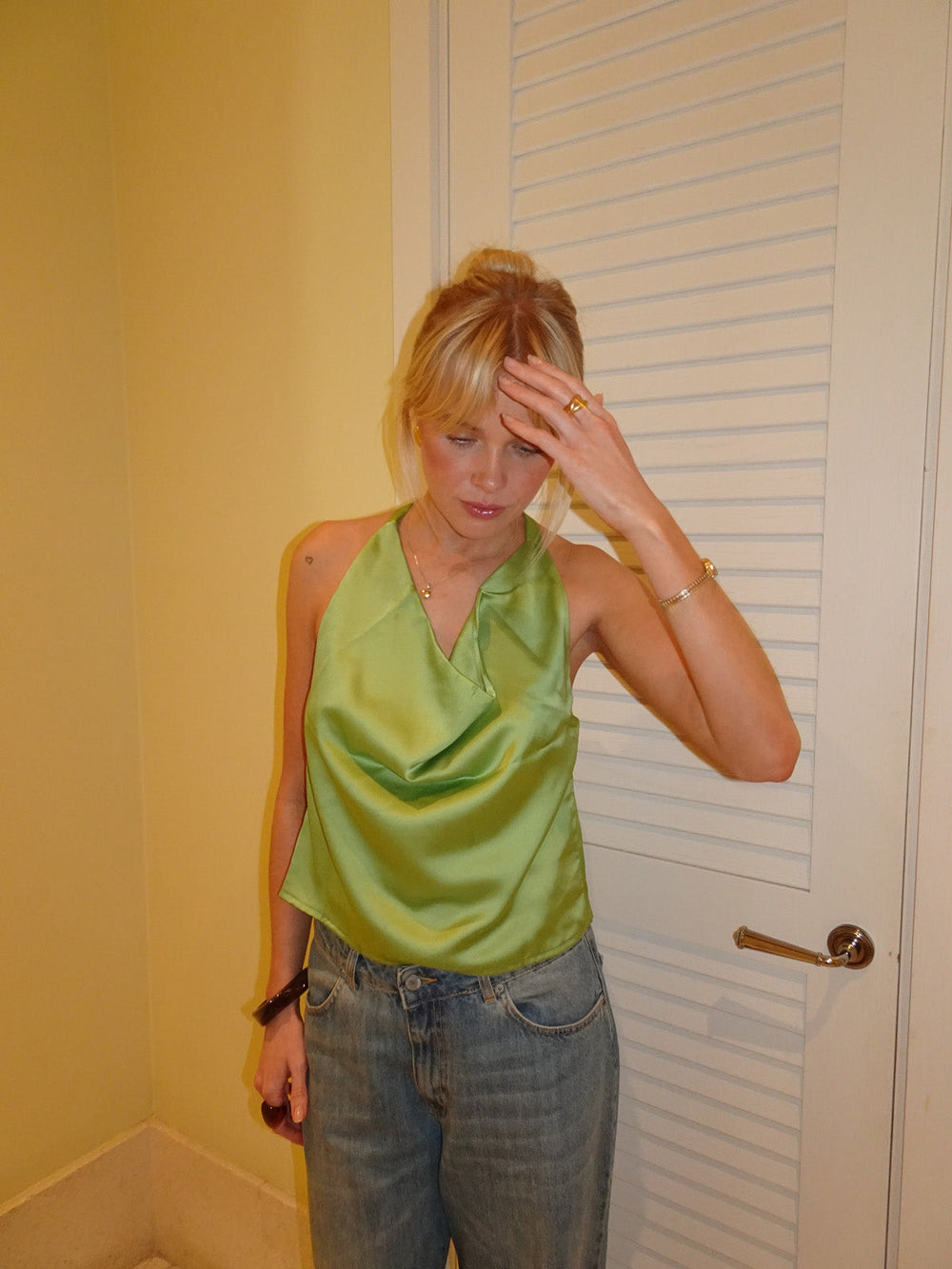 Milena satin top with tie detail